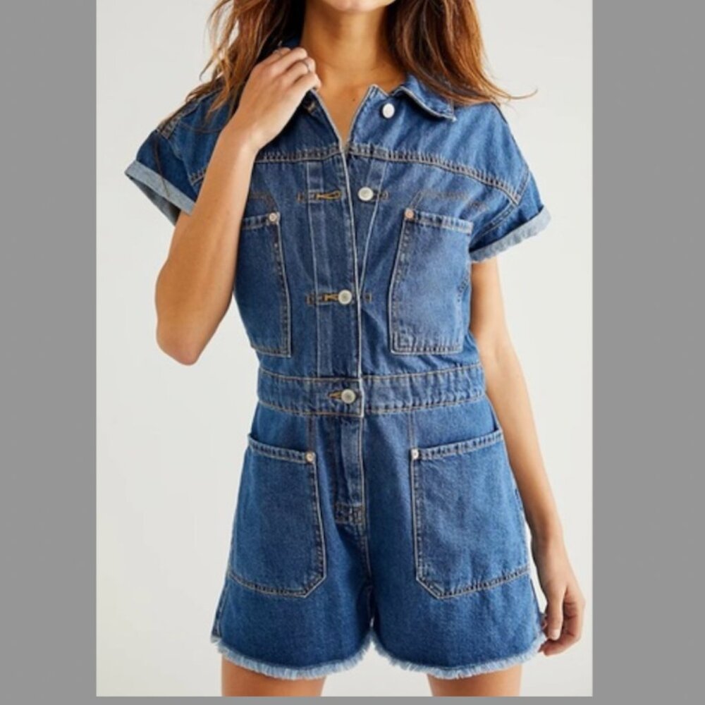 Free People NWT Denim Romper